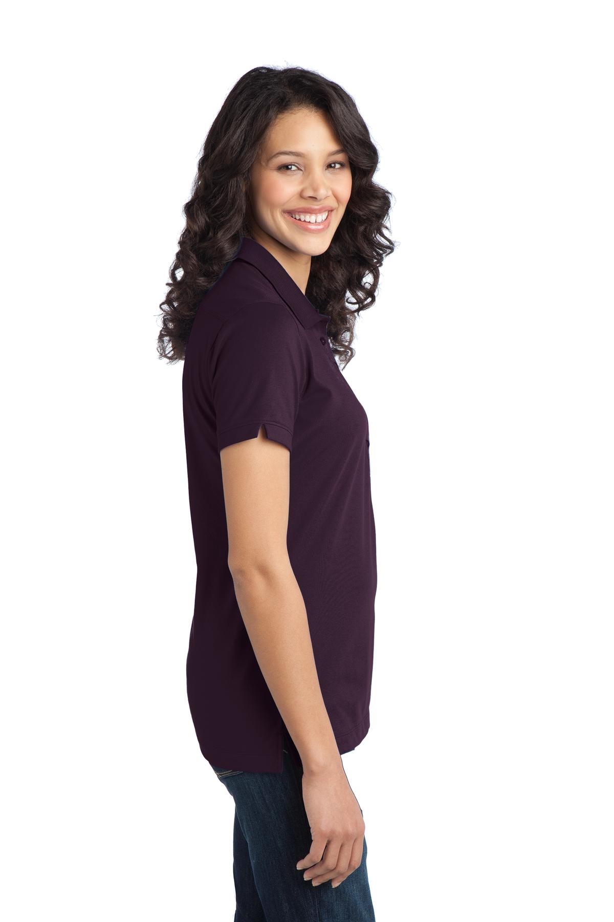 Port Authority Women's Stretch Pique Polo. L555 - Aubergine Purp - Custom