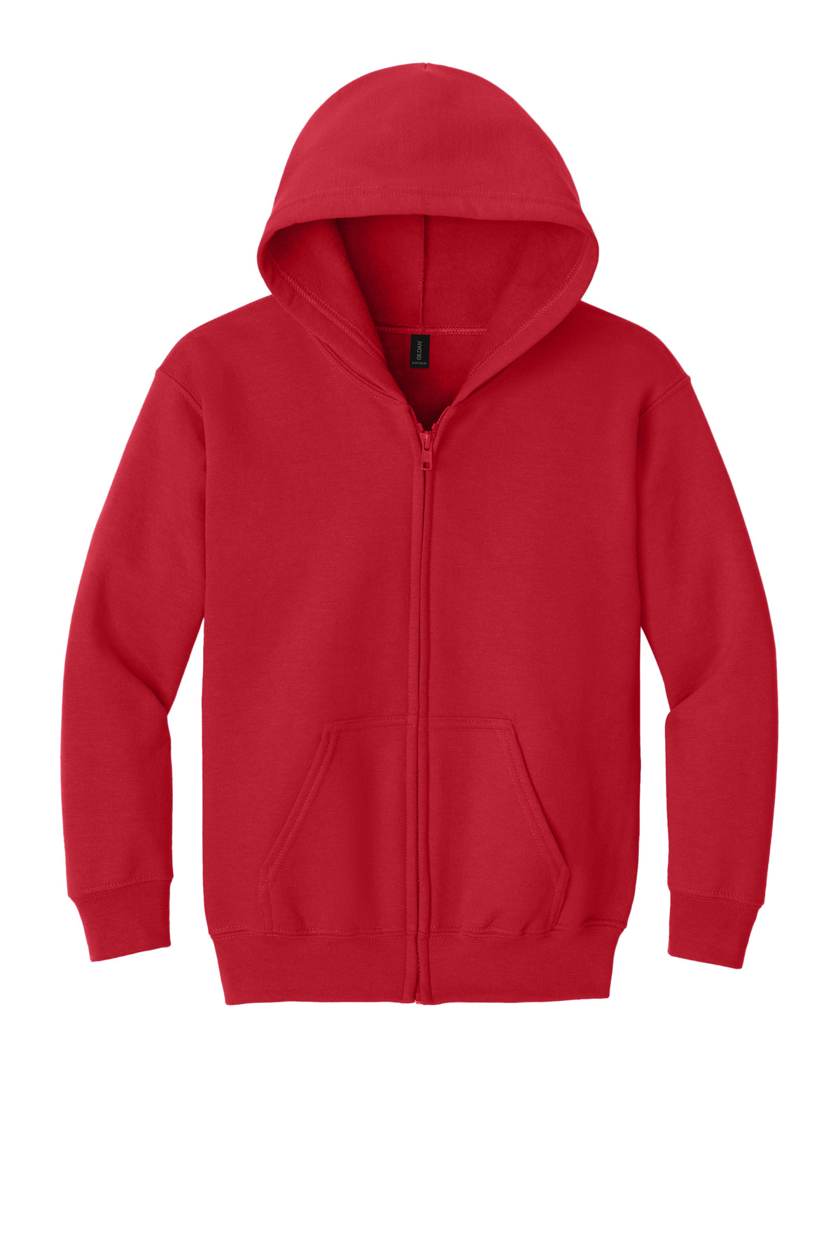 Gildan Youth Heavy Blend Full-Zip Hooded Sweatshirt. 18600B - Red - Front