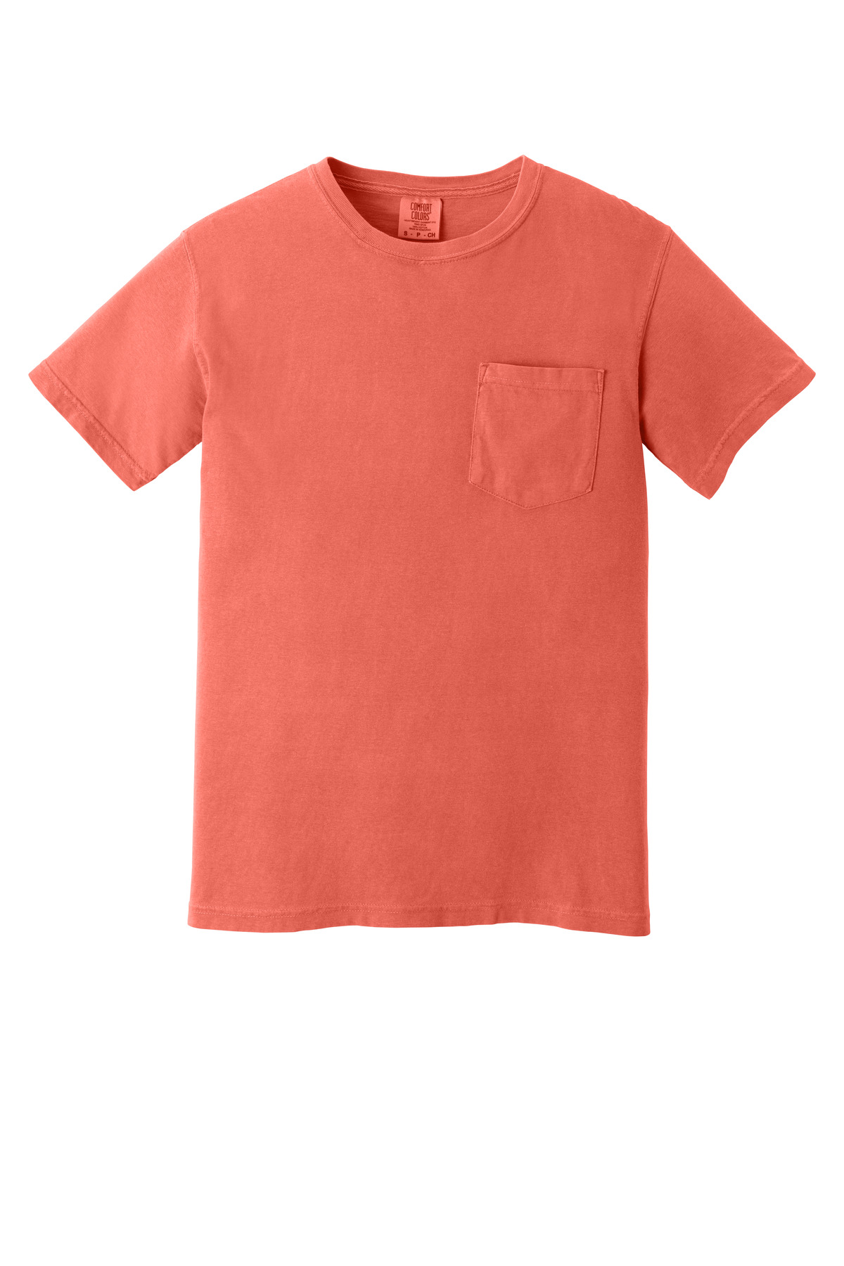 COMFORT COLORS Heavyweight Ring Spun Pocket Tee. 6030 - Bright Salmon - Front