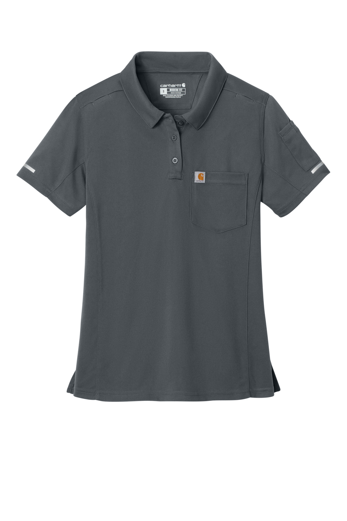 Carhartt Women's FLD &amp; RSCU Polo CTC12119 - Pewter - Front