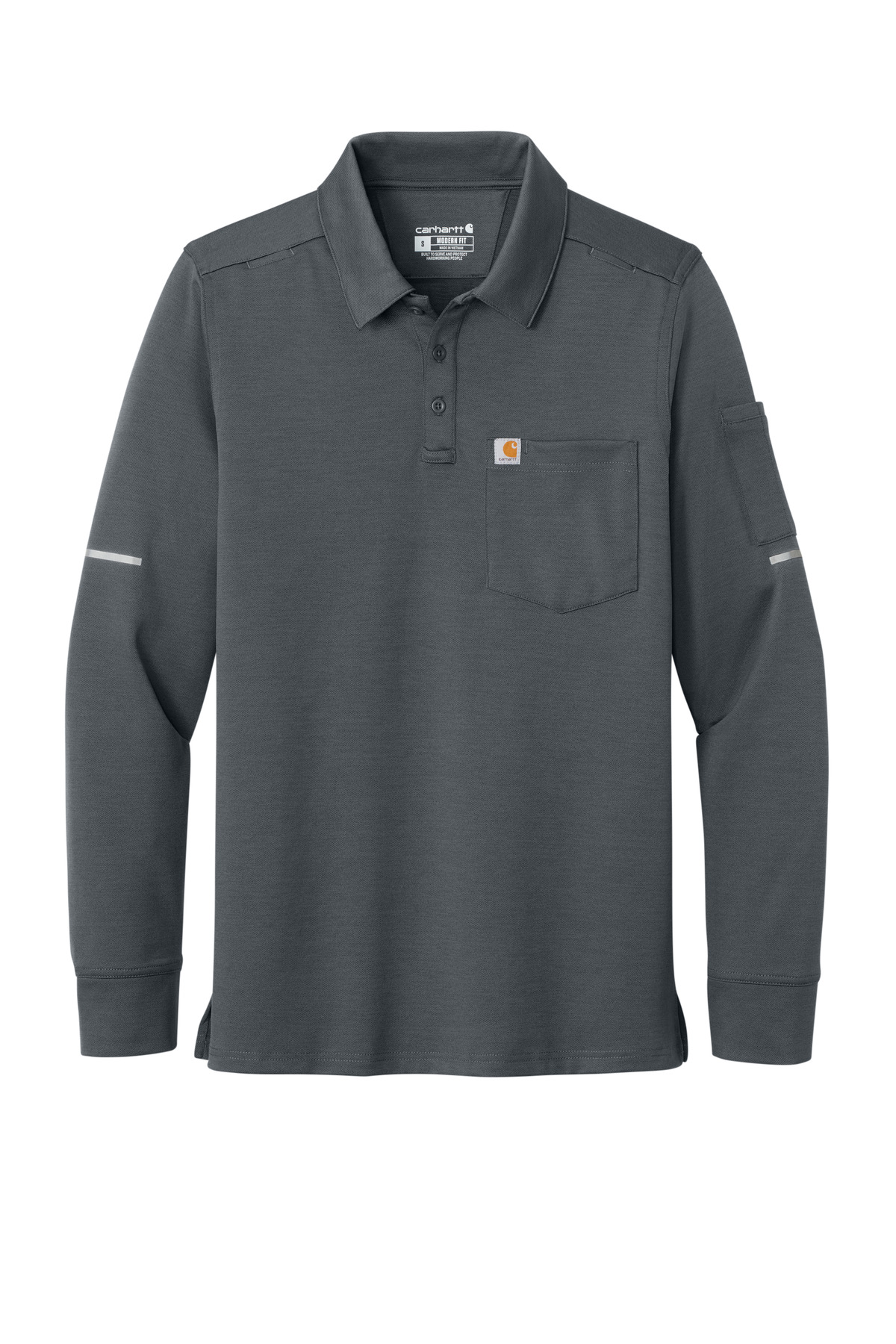 Carhartt FLD &amp; RSCU Long Sleeve Polo CTC16129 - Pewter - Front