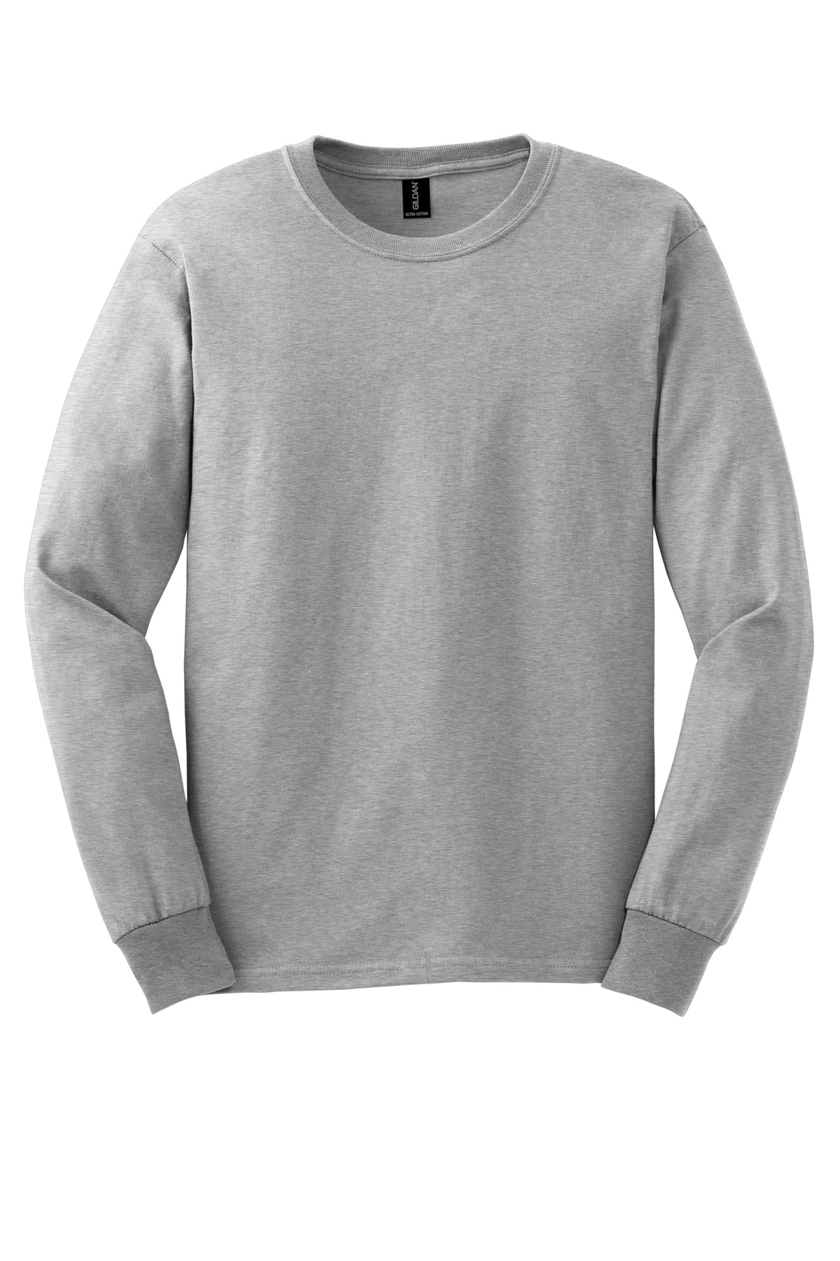 Gildan - Ultra Cotton 100% US Cotton Long Sleeve T-Shirt. G2400 - Ash - Front