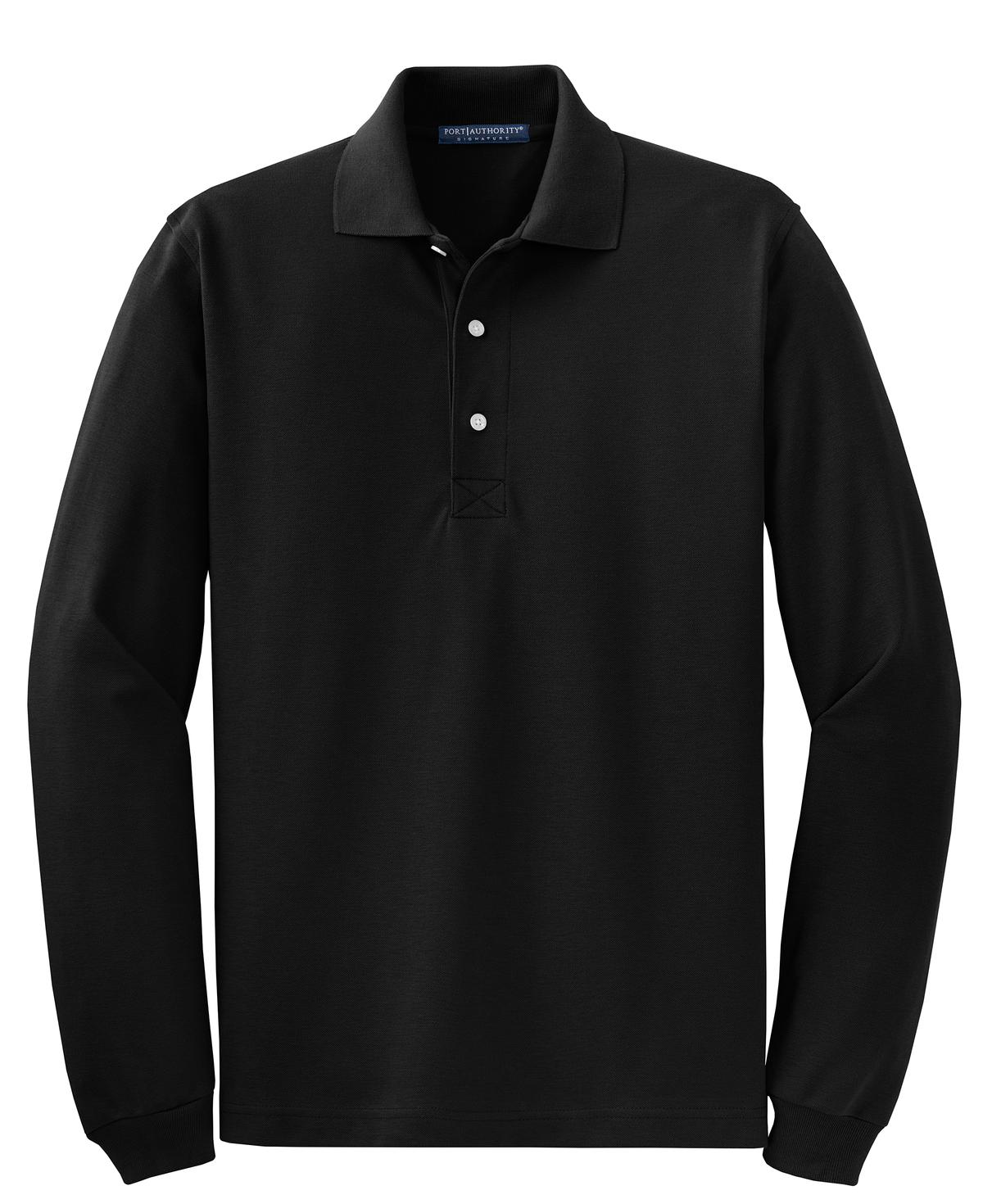 Port Authority Rapid Dry Long Sleeve Polo. K455LS - Jet Black - Front