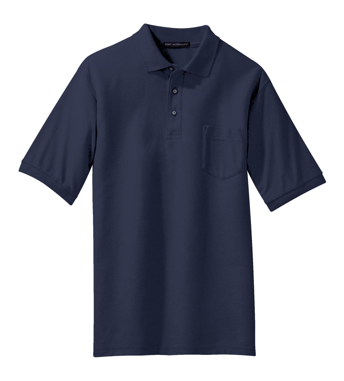 Port Authority Silk Touch Polo with Pocket. K500P - Navy - Front