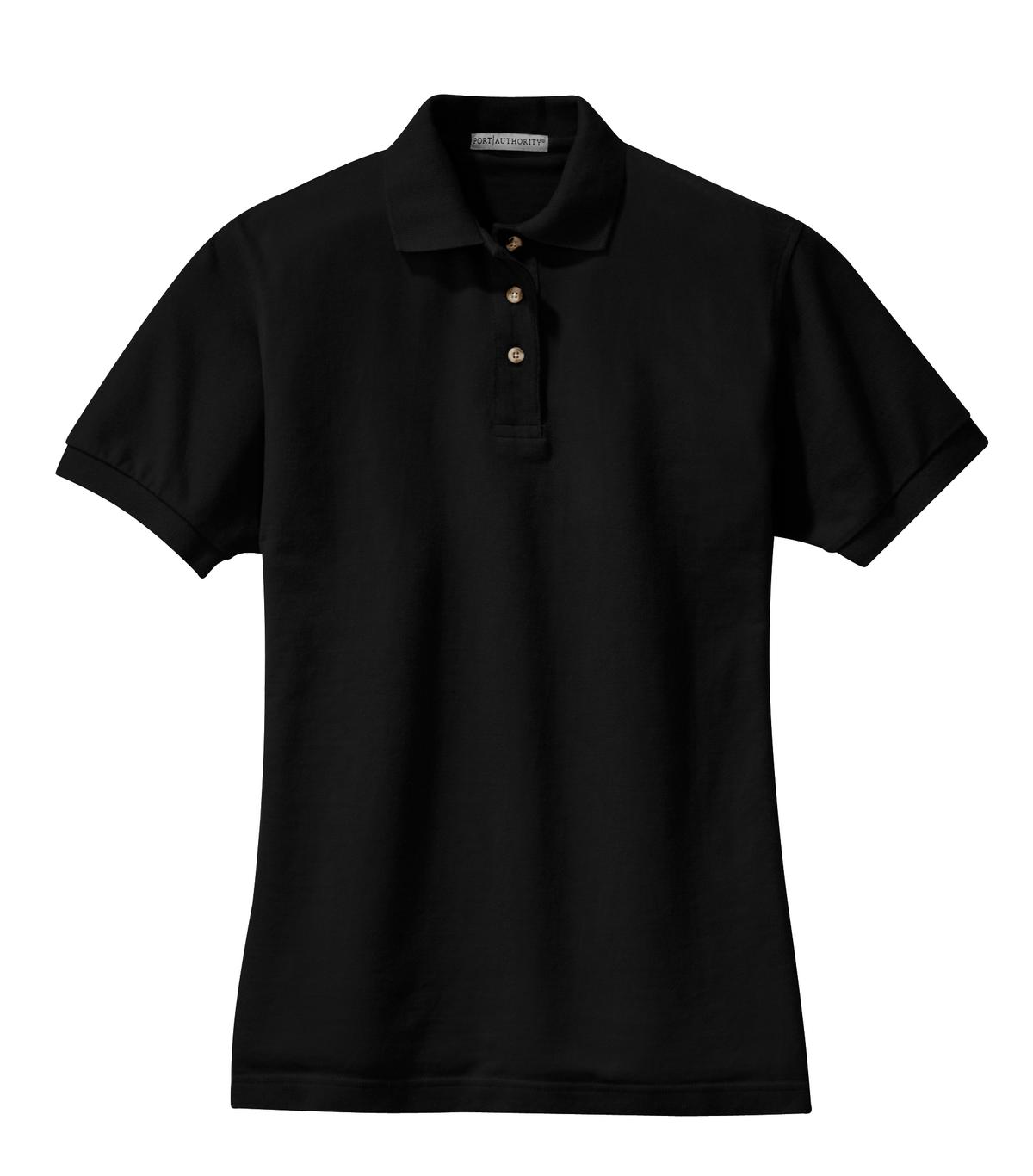 Port Authority Women's Heavyweight Cotton Pique Polo. L420 - Black - Front