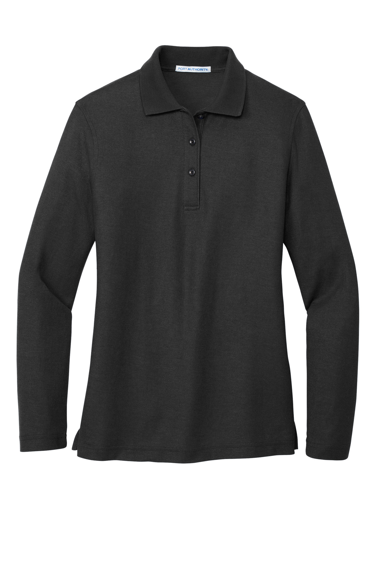 Port Authority Women's Silk Touch Long Sleeve Polo. L500LS - Black - Front