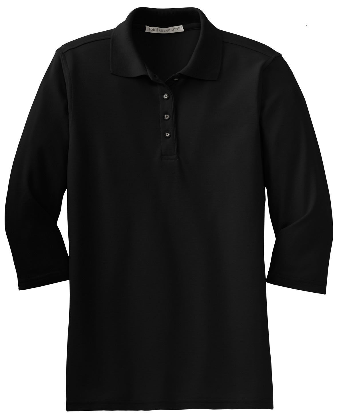 Port Authority Women's Silk Touch 3/4-Sleeve Polo. L562 - Black - Front