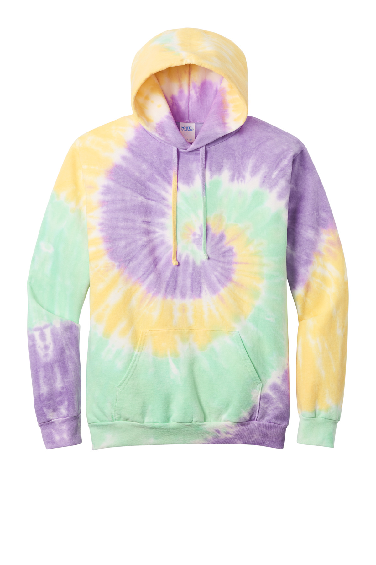 Port &amp; Co Tie-Dye Pullover Hooded Sweatshirt. PC146 - MintRnbw - Front