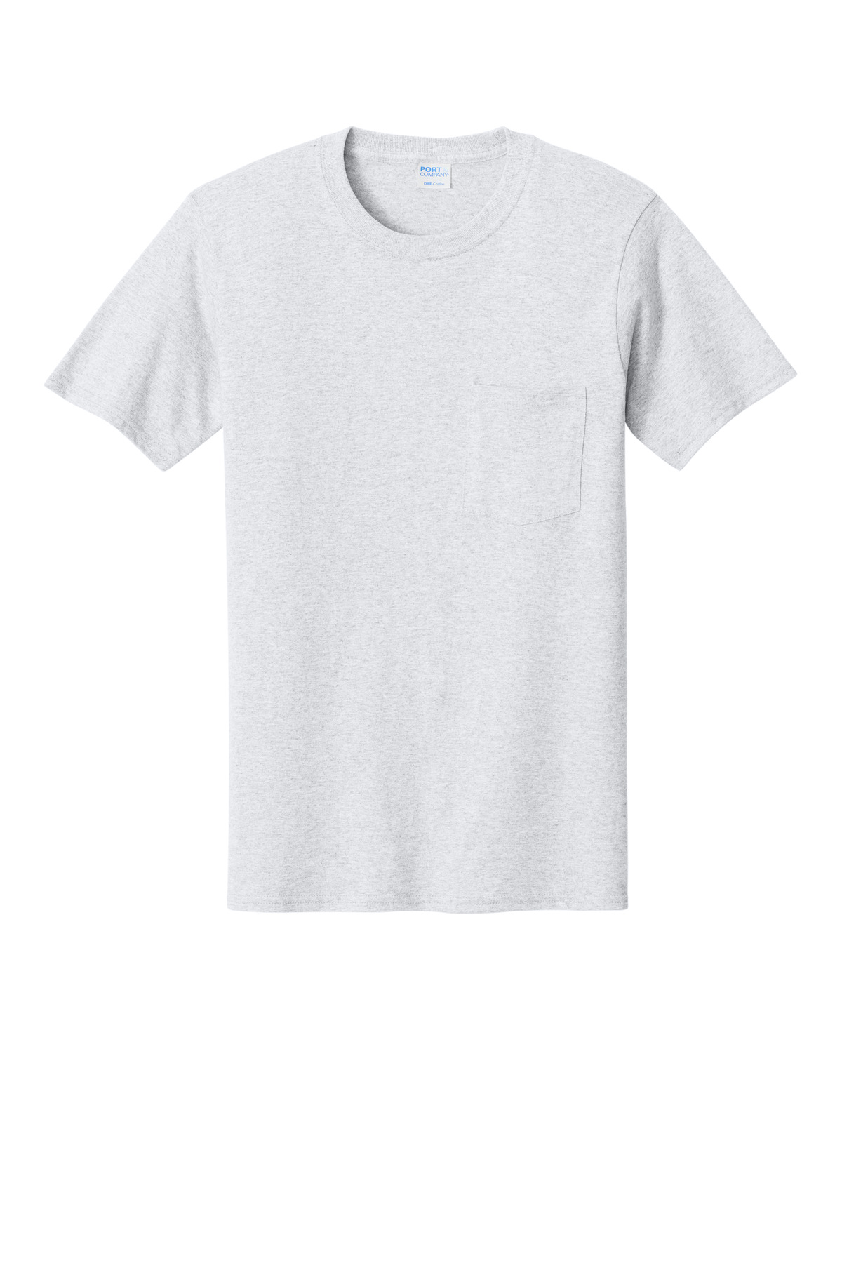 Port &amp; Co Core Cotton Pocket Tee. PC54P - Ash - Front