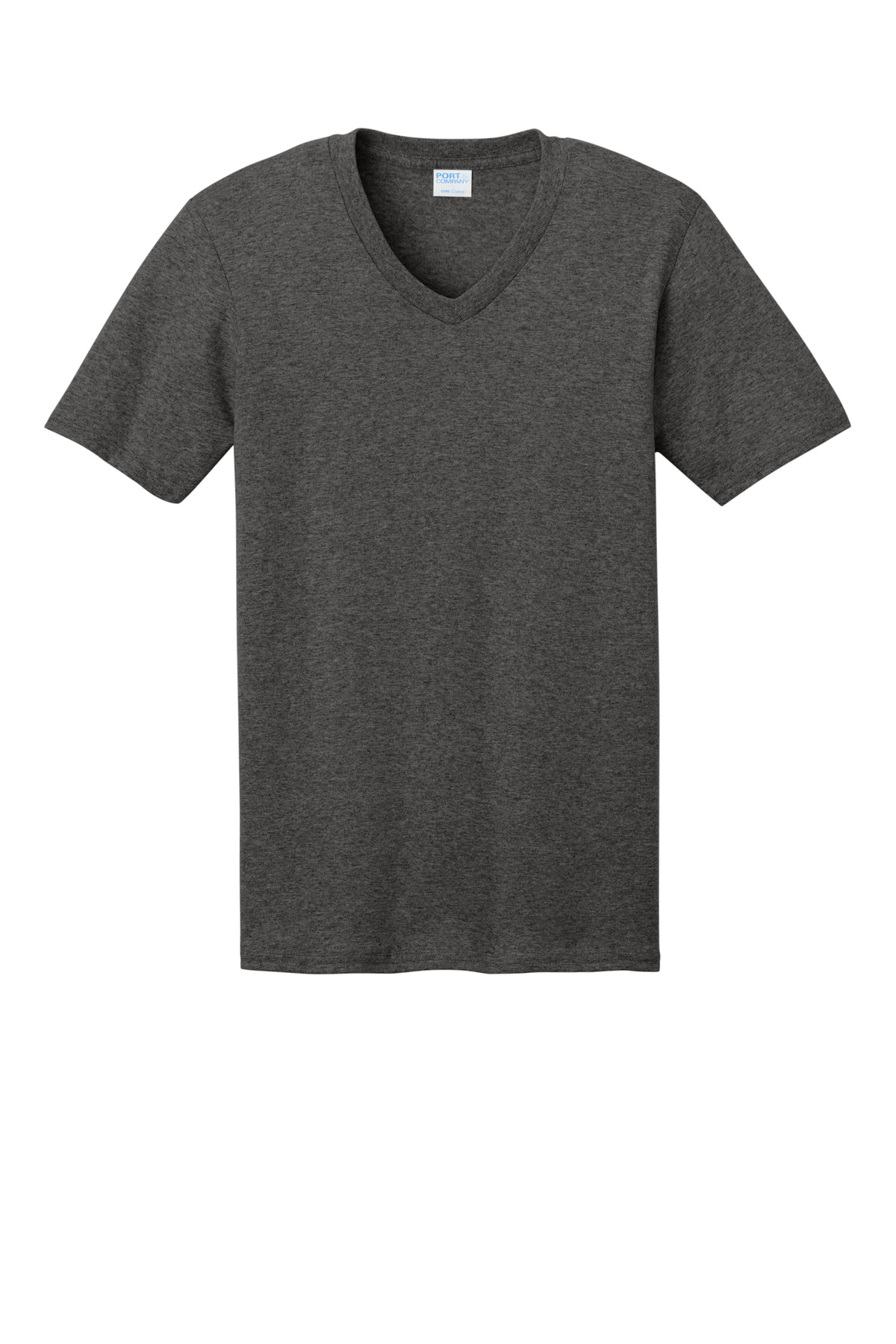 Port &amp; Co Core Cotton V-Neck Tee. PC54V - Dark Hthr Grey - Front
