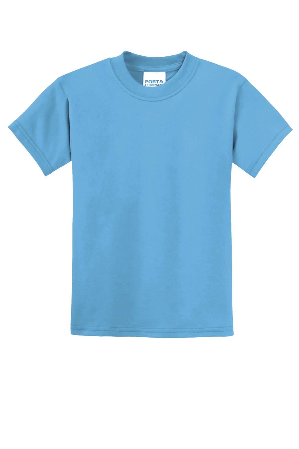 Port &amp; Co Youth Core Blend Tee. PC55Y - Aquatic Blue - Front