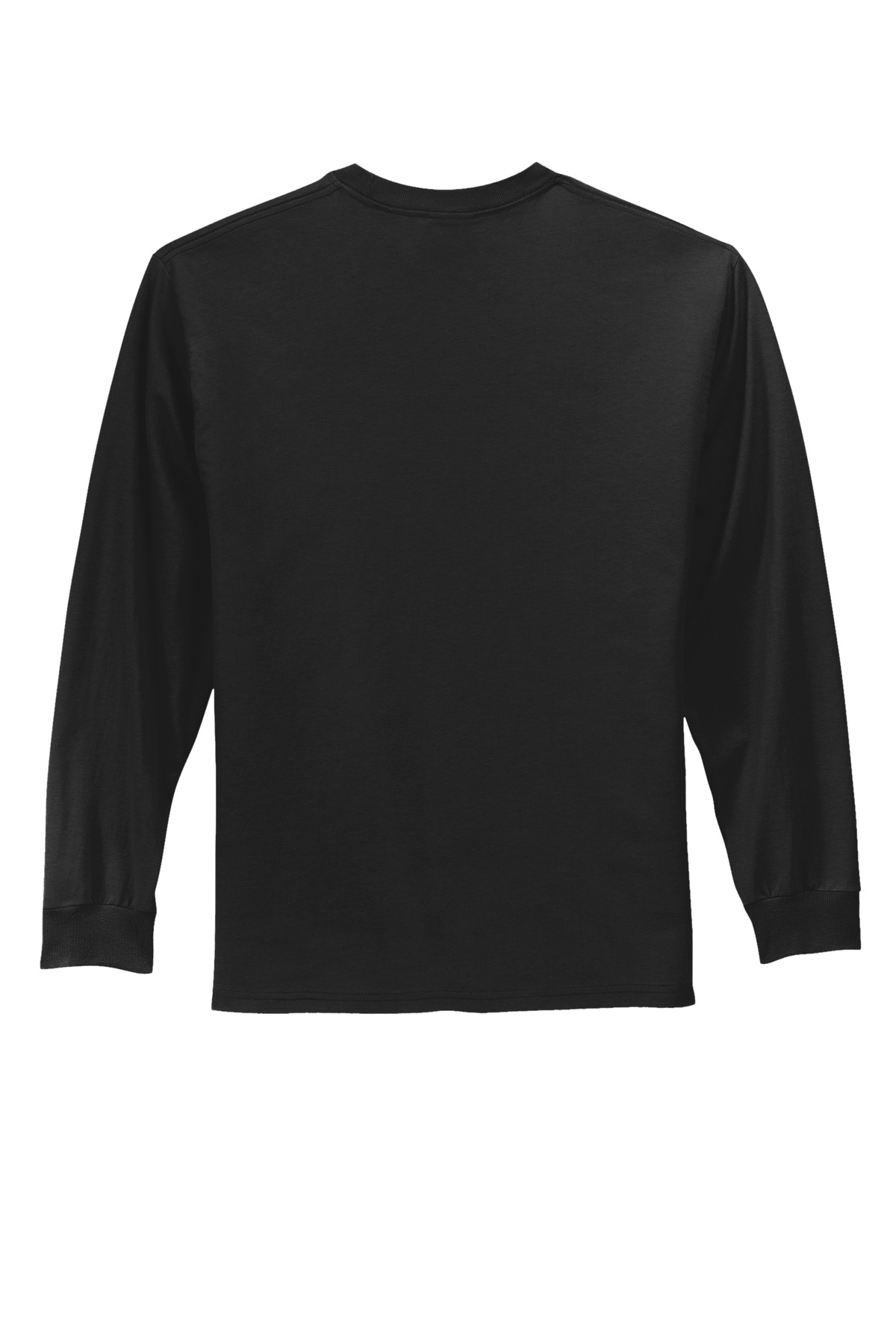 Port &amp; Co Long Sleeve Essential Tee. PC61LS - Jet Black - Front