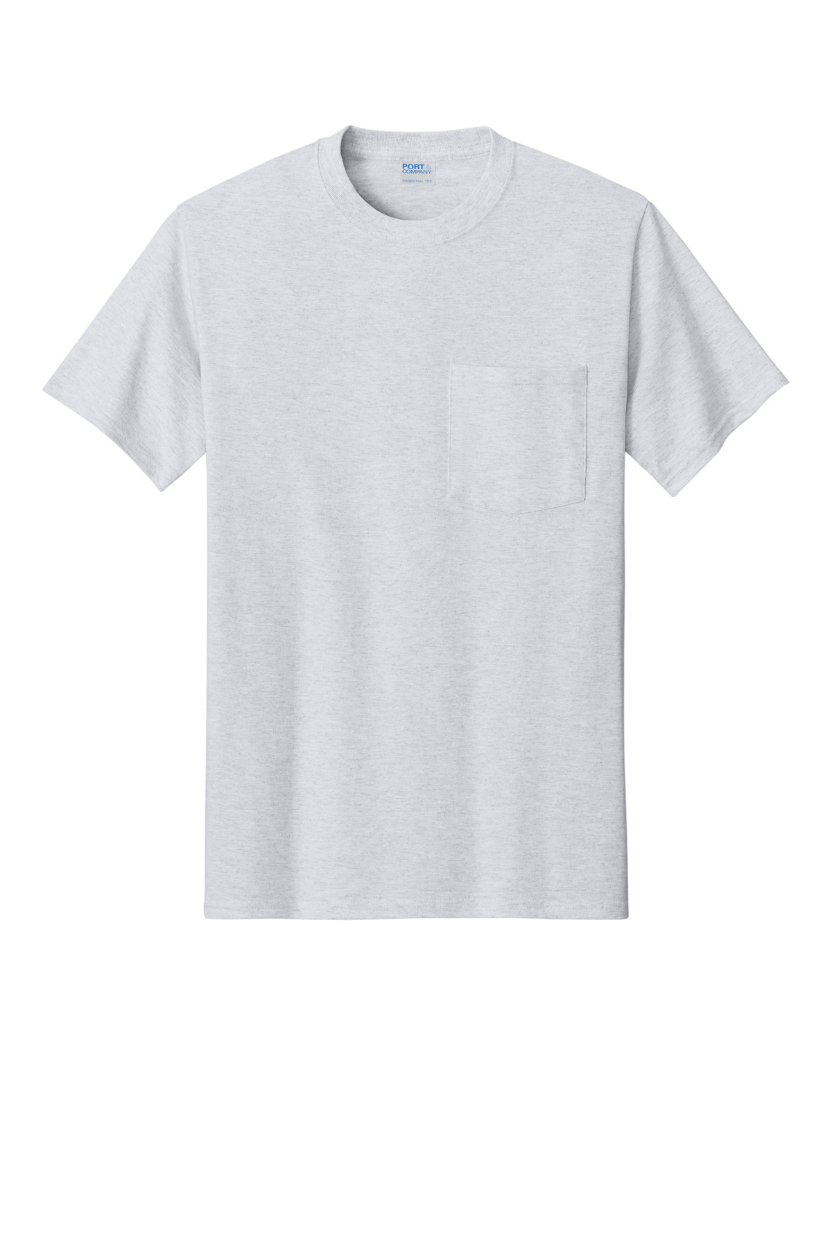 Port &amp; Co Essential Pocket Tee. PC61P - Ash - Front
