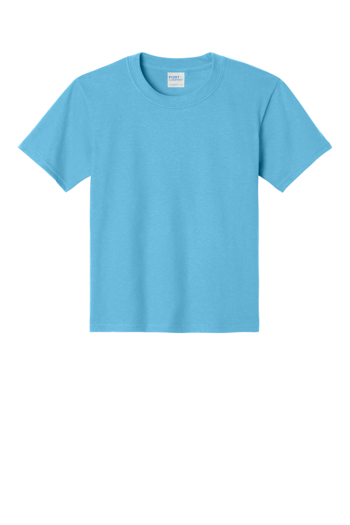 Port &amp; Co Youth Essential Tee. PC61Y - Aquatic Blue - Front