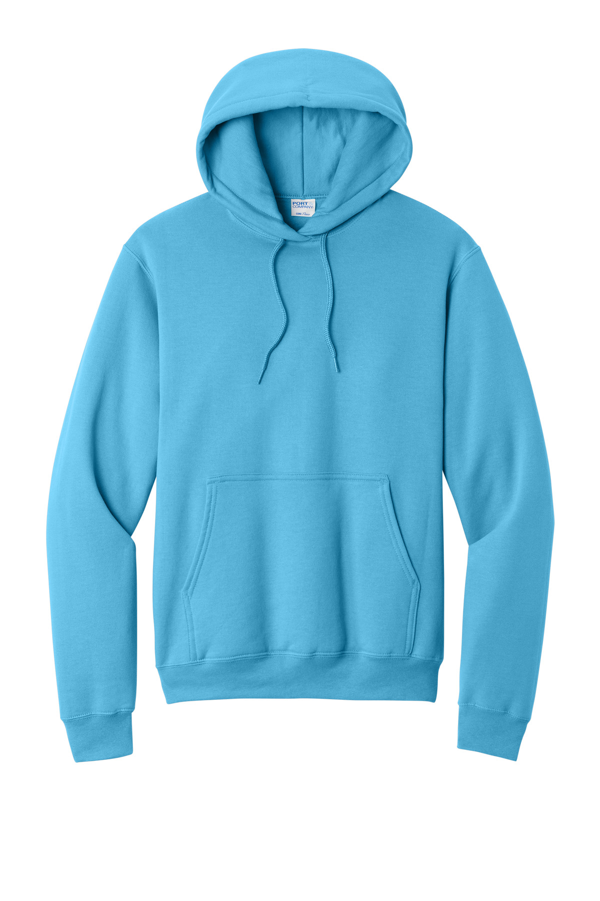 Port &amp; Co Core Fleece Pullover Hooded Sweatshirt. PC78H - Aquatic Blue - Front
