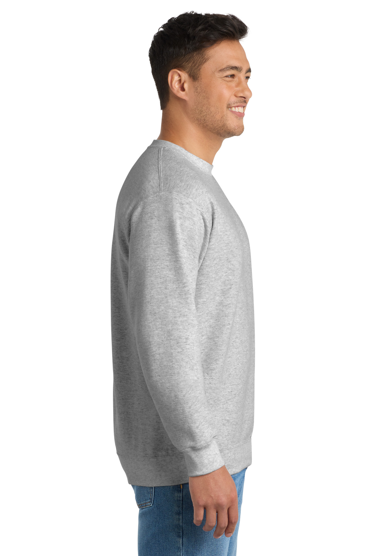 Port &amp; Co Essential Fleece Crewneck Sweatshirt. PC90 - Ash - Custom