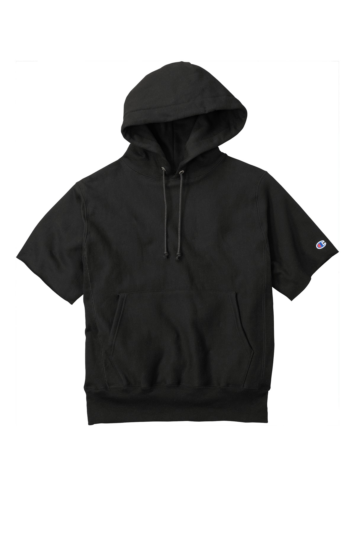 Champion Reverse Weave Short Sleeve Hooded Sweatshirt S101SS - Black - Front